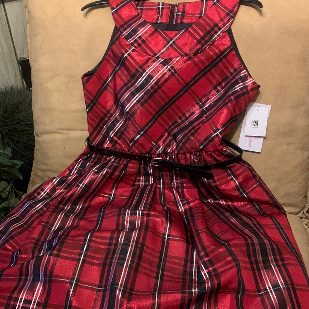 COPY - NWT Bonnie Jean Red plaid belted dress